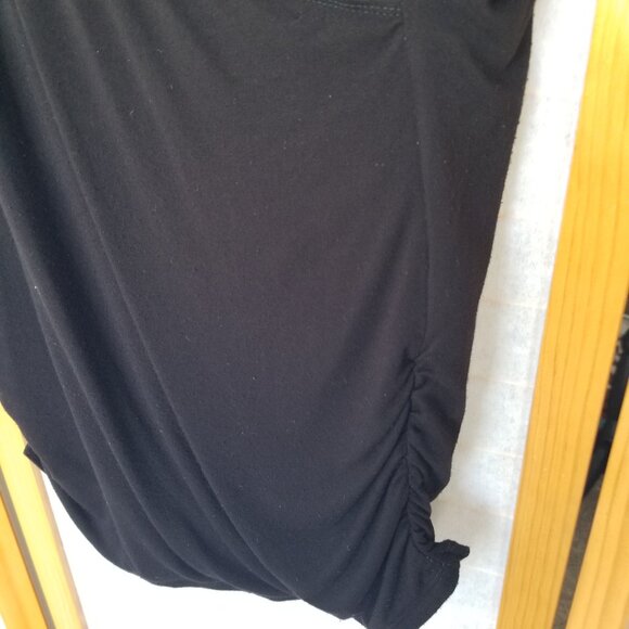 Made by Johnny Wrap Top Size XL Black Bat Wing Sleeves Side Rouching - Picture 3 of 6